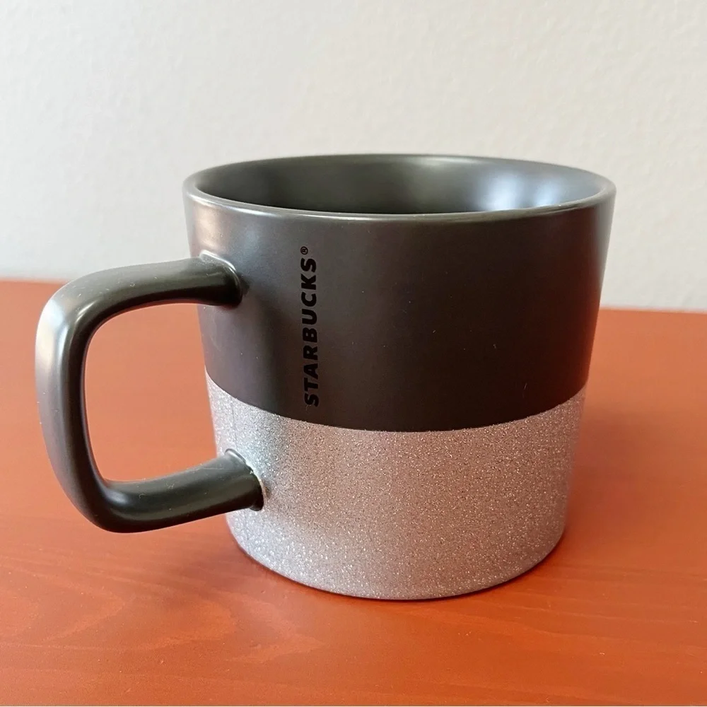 Starbucks Collectible Matte Charcoal Gray Silver Glitter Coffee Tea Mug 2018